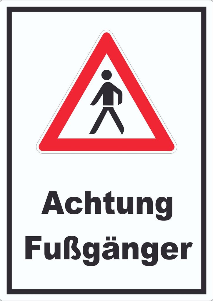 Achtung Fußgänger Aufkleber A2 (420x594mm)