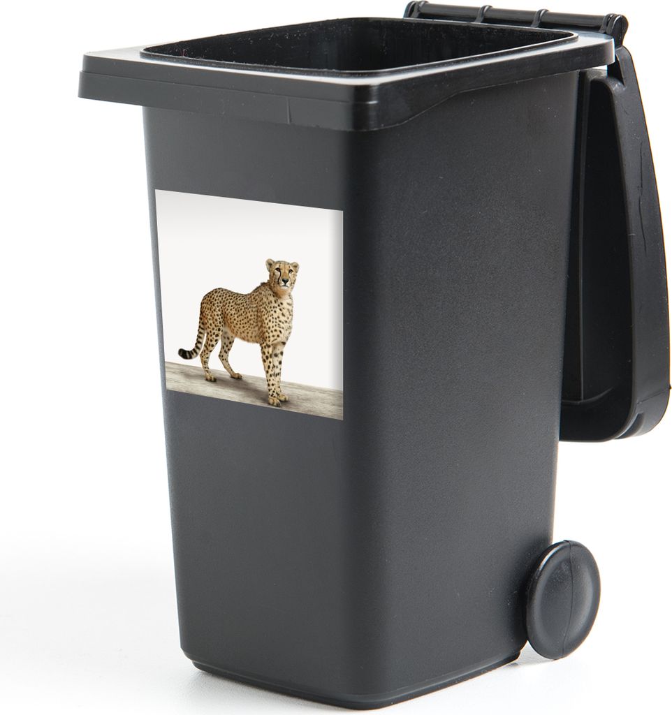 MuchoWow Mülltonnenaufkleber Tiere - Gepard - Weiß 40x40 cm - Abfall-Aufkleber - Container - für Abfallcontainer