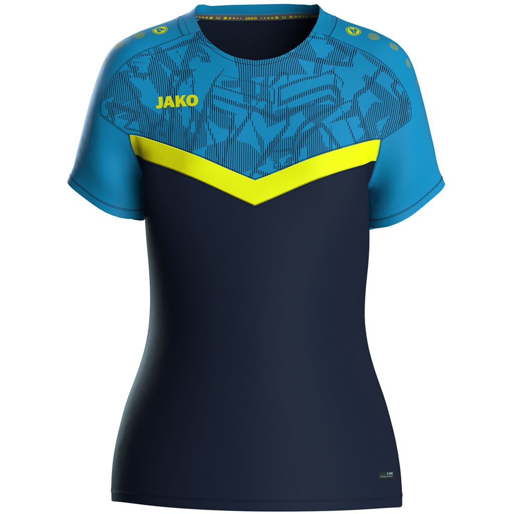 JAKO Damen T-Shirt Iconic, Farbe:marine/JAKO blau/neongelb, Größe:42