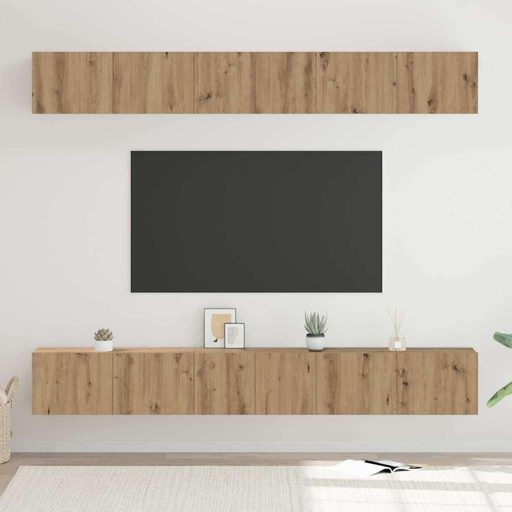 Maison Exclusive - TV-Schrankset Wandmontiert 6 pcs Artisan-Eiche Holzwerkstoff