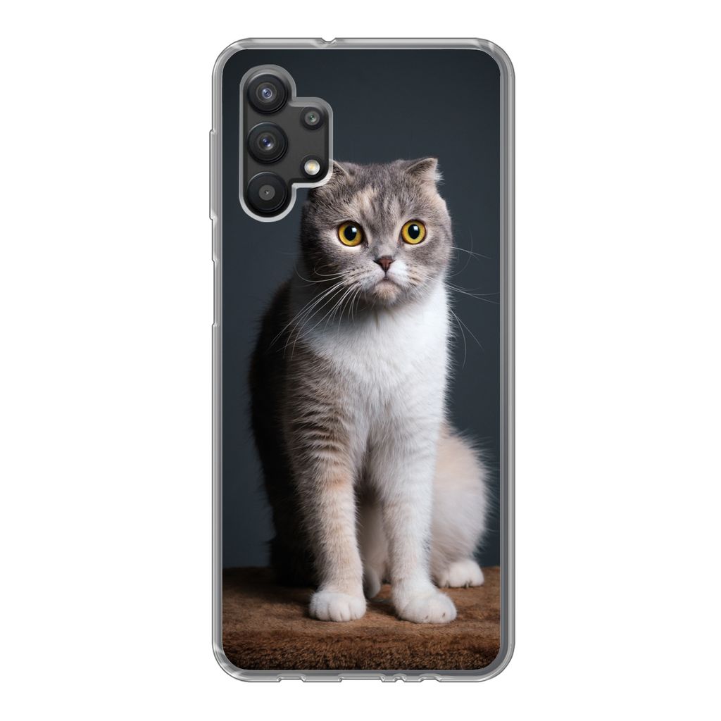 MuchoWow Handyhülle Schutzhülle Hülle für Samsung Galaxy A32 5G Katze - Haustiere - Licht Silikon Softcase Handy Hülle - Softcase