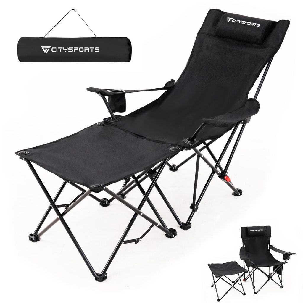Campingstuhl Faltbar mit Fußablage, Abnehmbare Strandstuhl Produktbild 