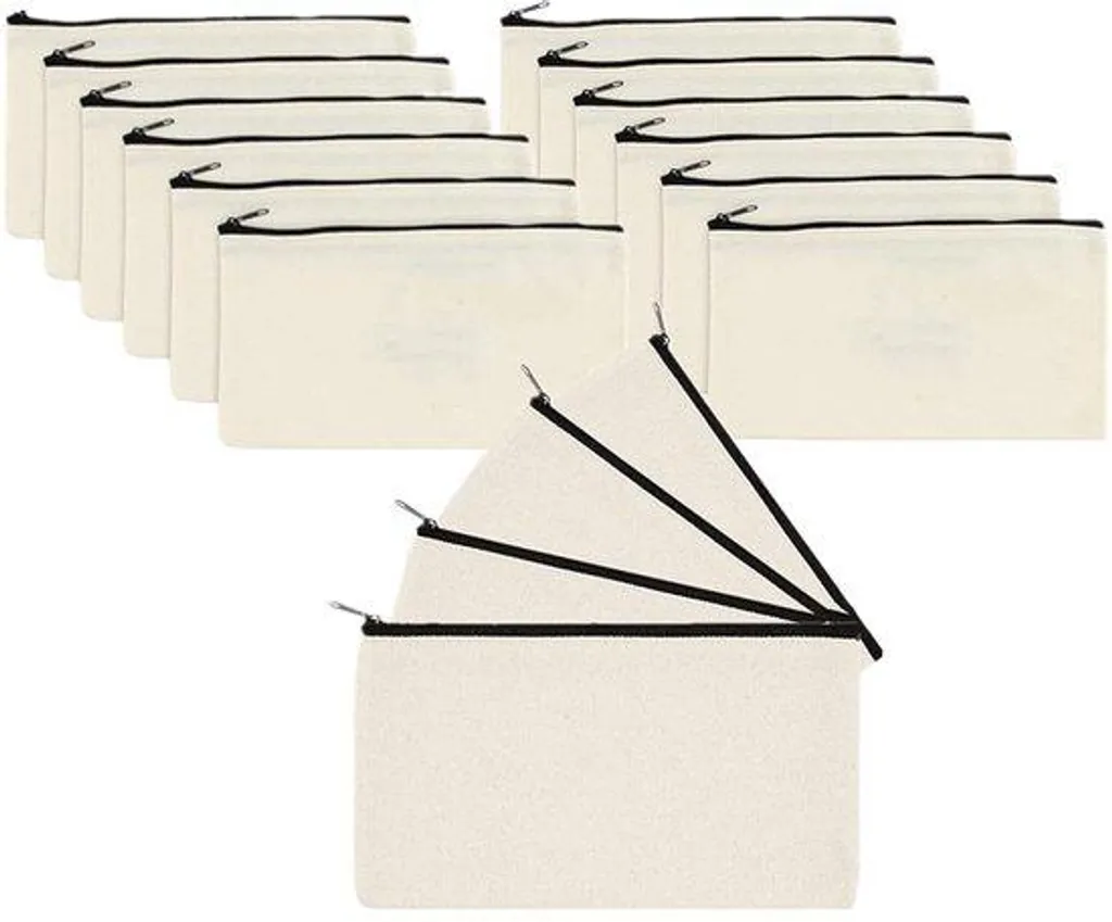 Pochette en tissu blanc zippée contre le désordre, lot de 16 pratiques