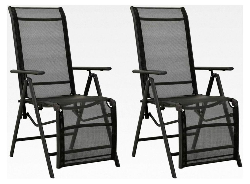 Gartenstühle für den Außenbereich, Textilene und Aluminium, Schwarz, 2er Set