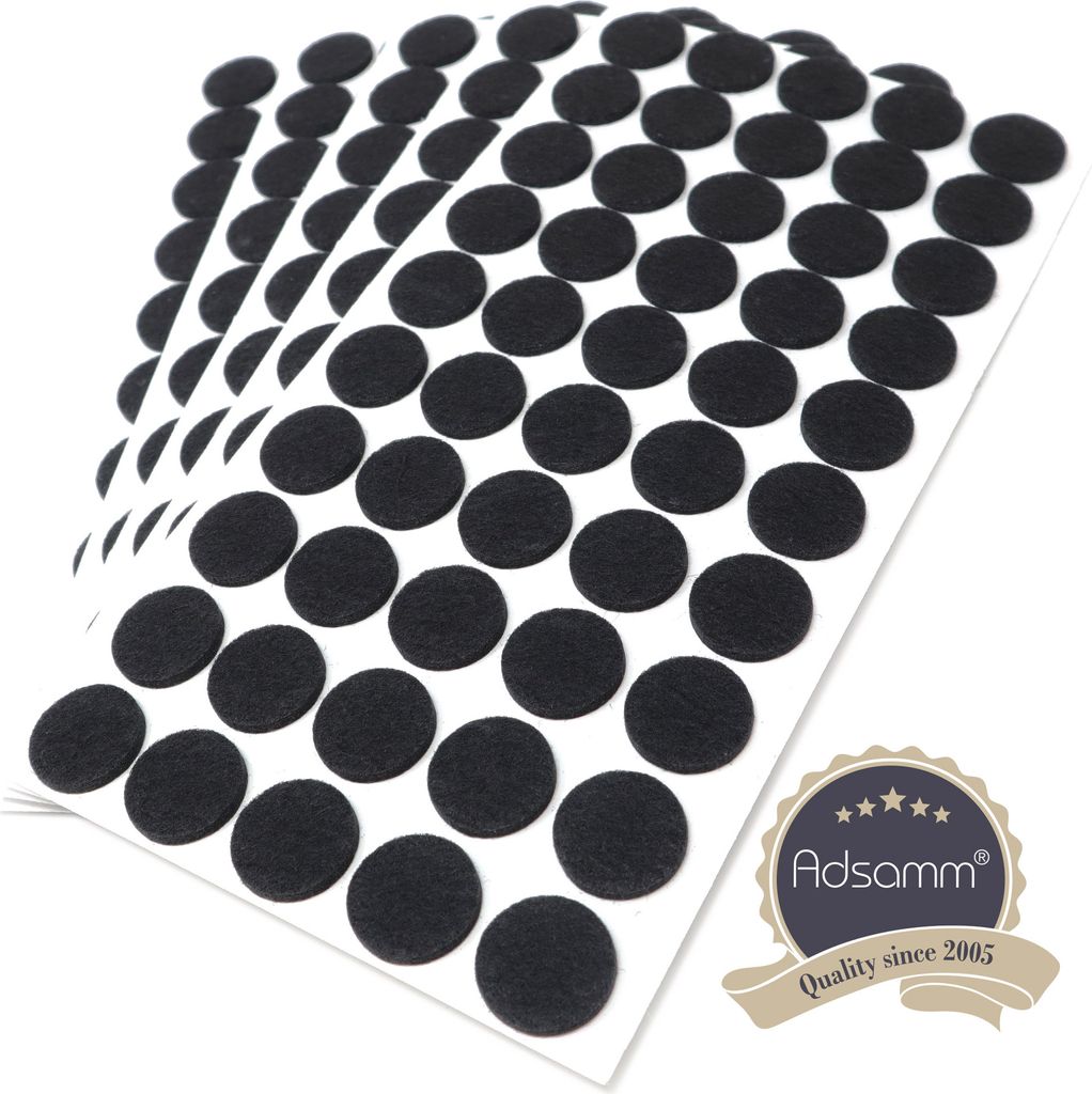 Adsamm | 250 x selbstklebende Filzgleiter / Schwarz / Ø 22 mm / rund / Möbelgleiter aus Filz mit 3.5 mm Stärke