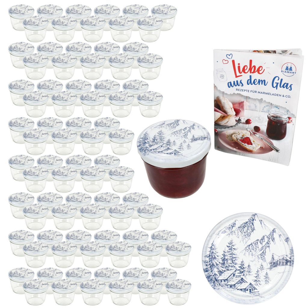 100er Set Sturzglas 230ml Einmachglas TO82 Alpen Deckel Produktbild 
