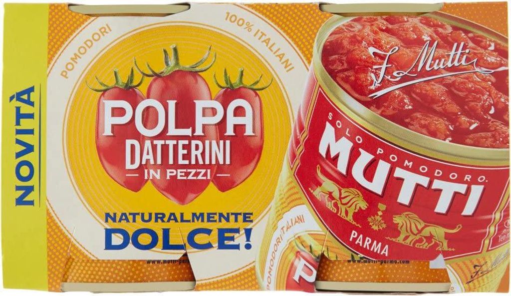 24x Mutti Polpa Datterini natürlich süß Tomaten (300gr x 2) 100% Italienisch