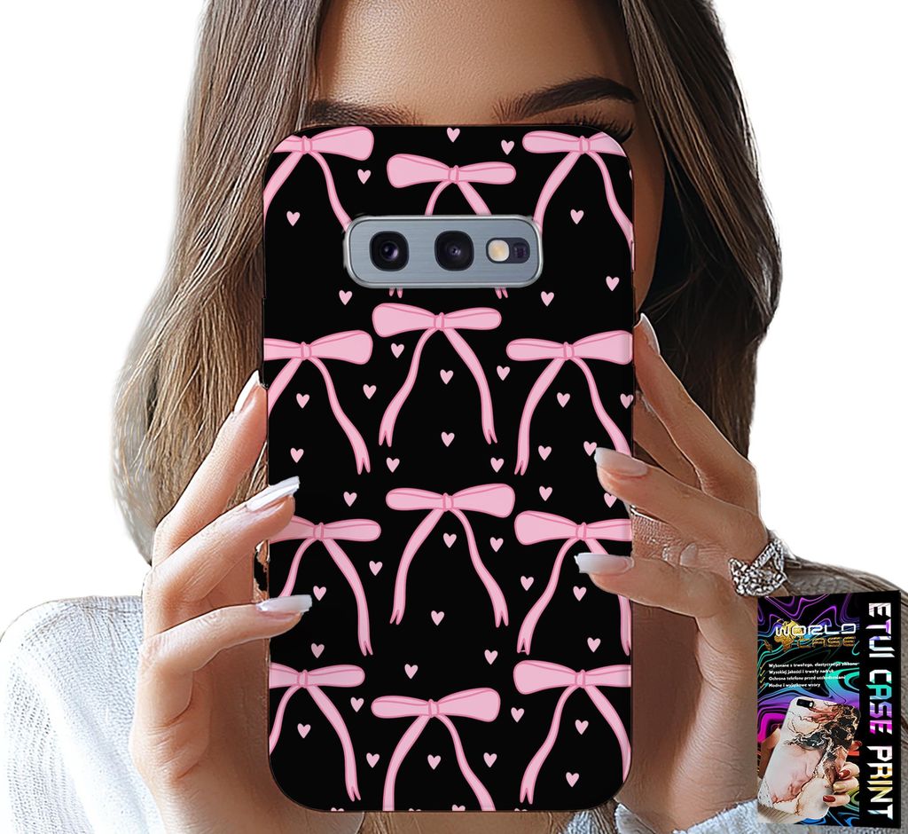 Fall Für Samsung Galaxy S10E - Schwarz Und Rosa Schleife Schleife Bögen
