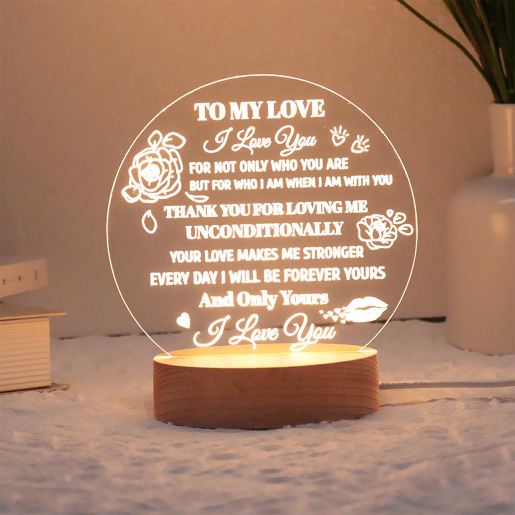 Dekorative Nachtlicht Acryl Platte hölzerne Basis warmes Licht Lampe für Schlafzimmer Studie Zimmer