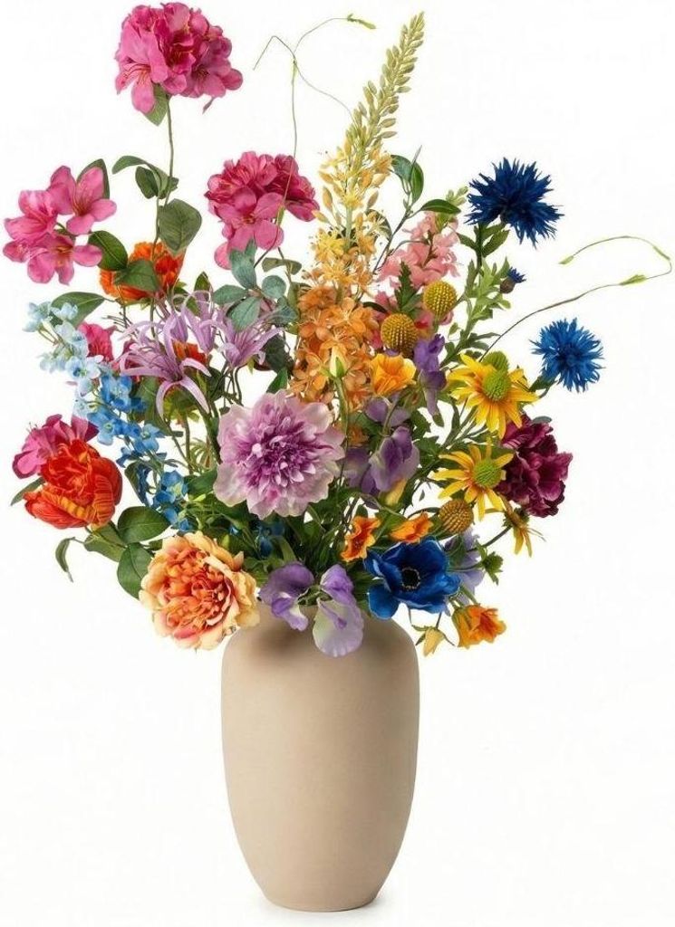 Kunstblumenstrauß 100cm Real Touch Blumen 19 Stiele Sommerfarben Pflegefrei Deko