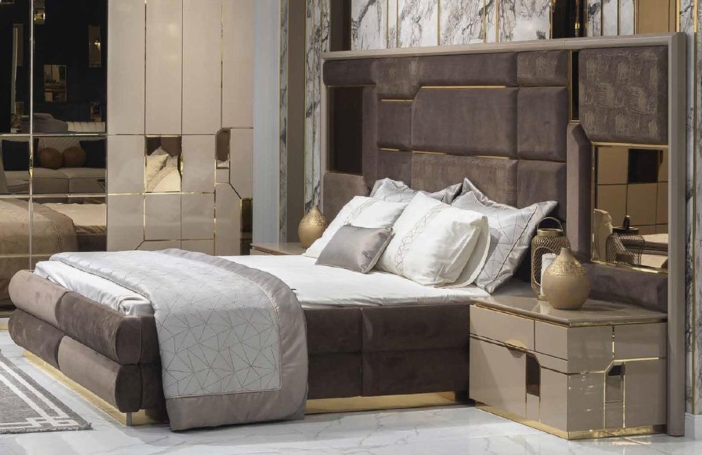 Bett Polster Bettrahmen Möbel Design Doppelbett Luxus Produktbild 
