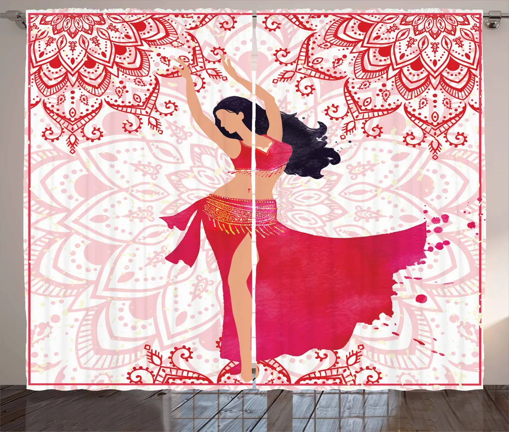 ABAKUHAUS Rideau Rustique Oriental Danseuse du Ventre Rose 280x225cm