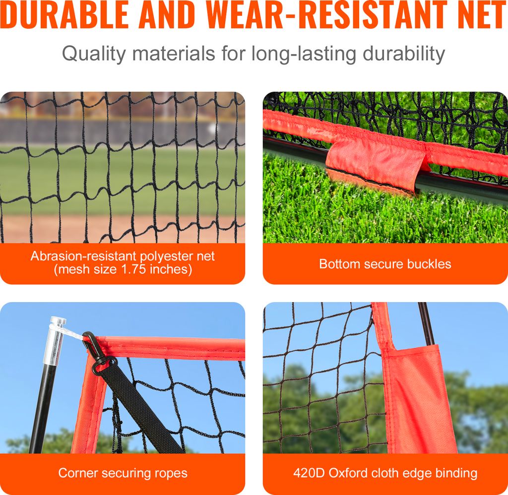 Filet D’entraînement Baseball/softball VEVOR – 213x106x213 Cm, Noir, Avec Structure Acier