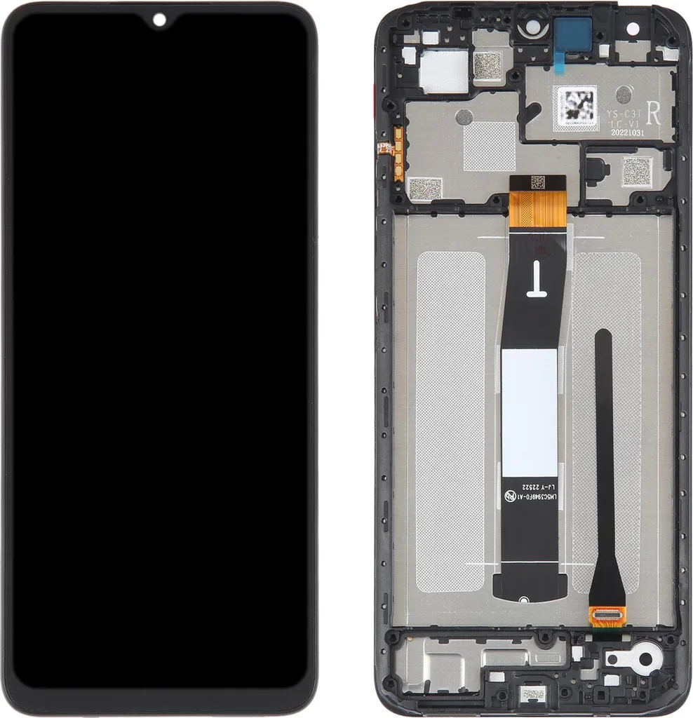 Écran LCD tactile avec châssis pour Xiaomi Redmi 12C - Complet Noir