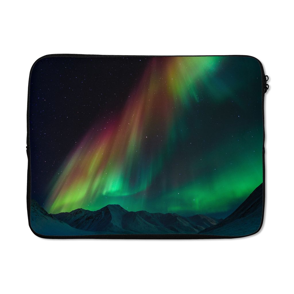 MuchoWow Laptop Hülle 17 Zoll Laptoptasche Regenbogen - Aurora - Sternenhimmel - Zipper - Schutzabdeckung