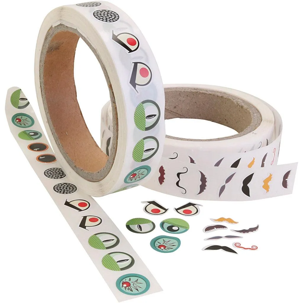 Gommettes yeux et moustaches adhésives pour activités manuelles, 2000 unités