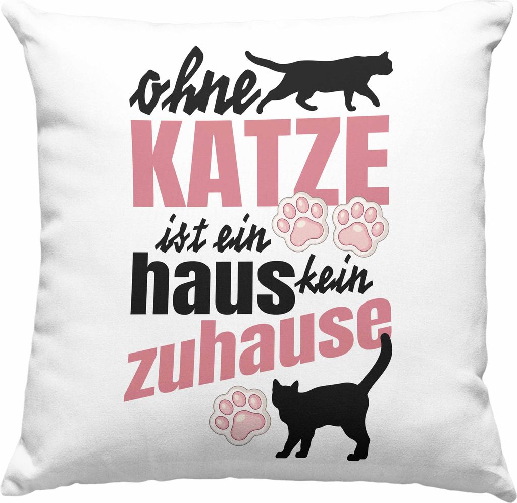 Trendation - Katze Deko-Kissen mit Füllung 40x40n Katzenbesitzer Geschenk Katzen Geschenkidee Lustige Deko-Kissen mit Füllung 40x40 mit Spruch Ka...