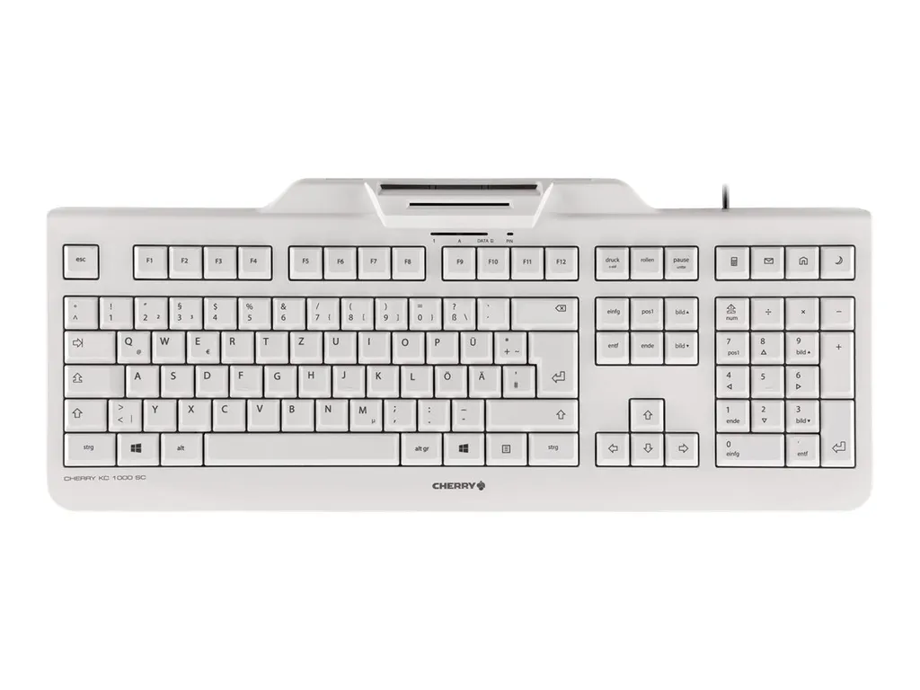 Clavier Cherry KC 1000 SC USB filaire avec lecteur de carte à puce - Pale