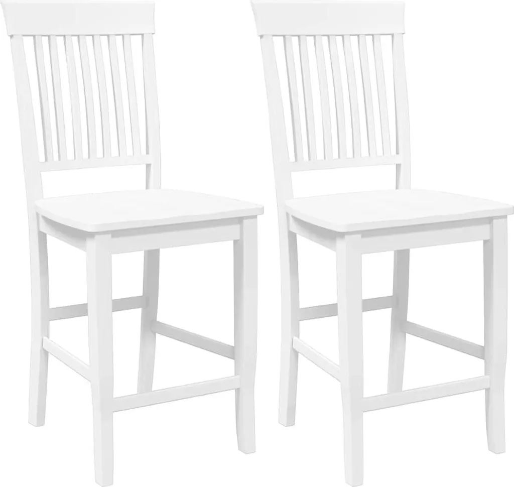 Sgabello da bar 2 pezzi. Legno massiccio bianco in legno di gomma