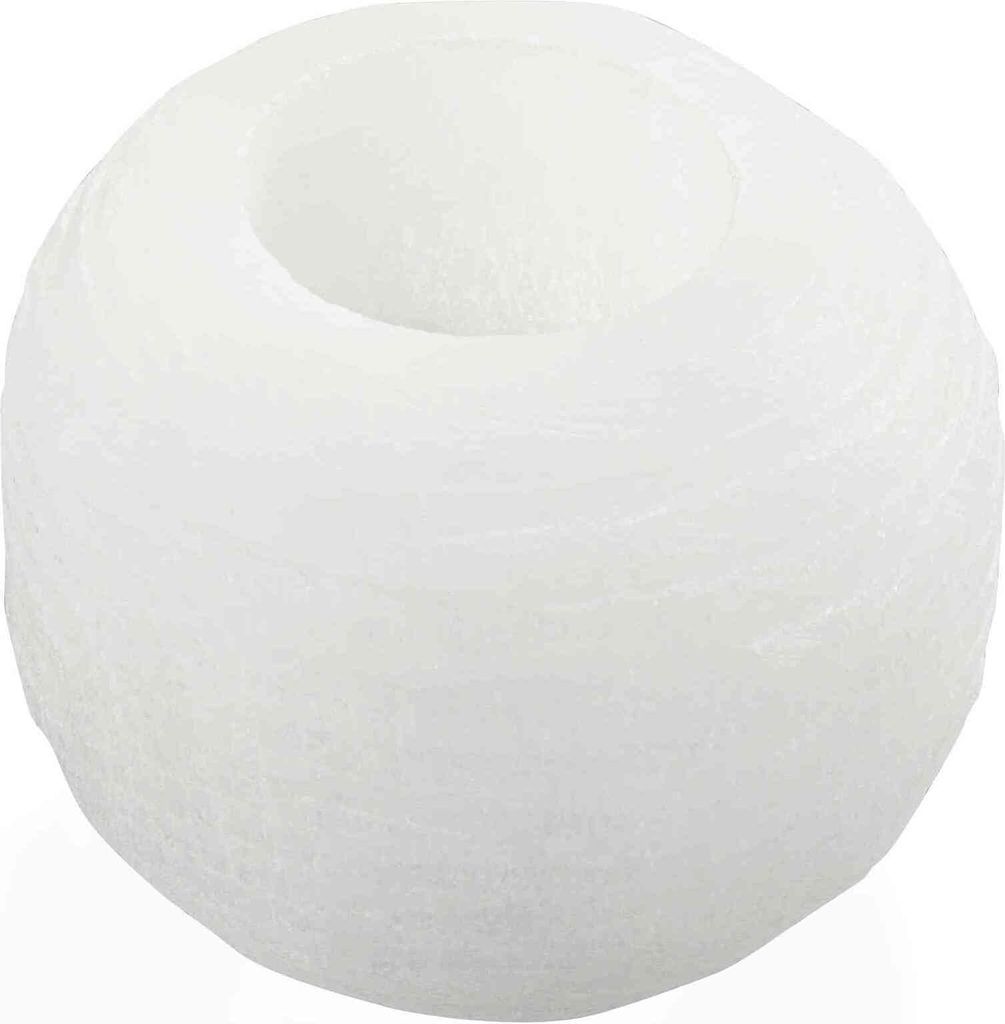 Selenit Schneeball Kerzenhalter 8,5cm für Teelichter und harmonische Atmosphäre