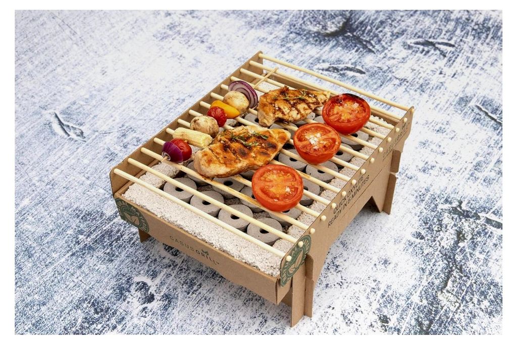 Ökologischer Einweggrill (1 Stück) für Camping, Strand und Park, 100 % nachhaltig, 50 % weniger CO2 durch Bambuskohle, nach 5 Minuten einsatzber...