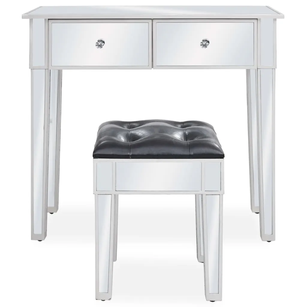 Table de Maquillage avec Miroir et Tabouret en MDF Blanc - vidaXL - 3