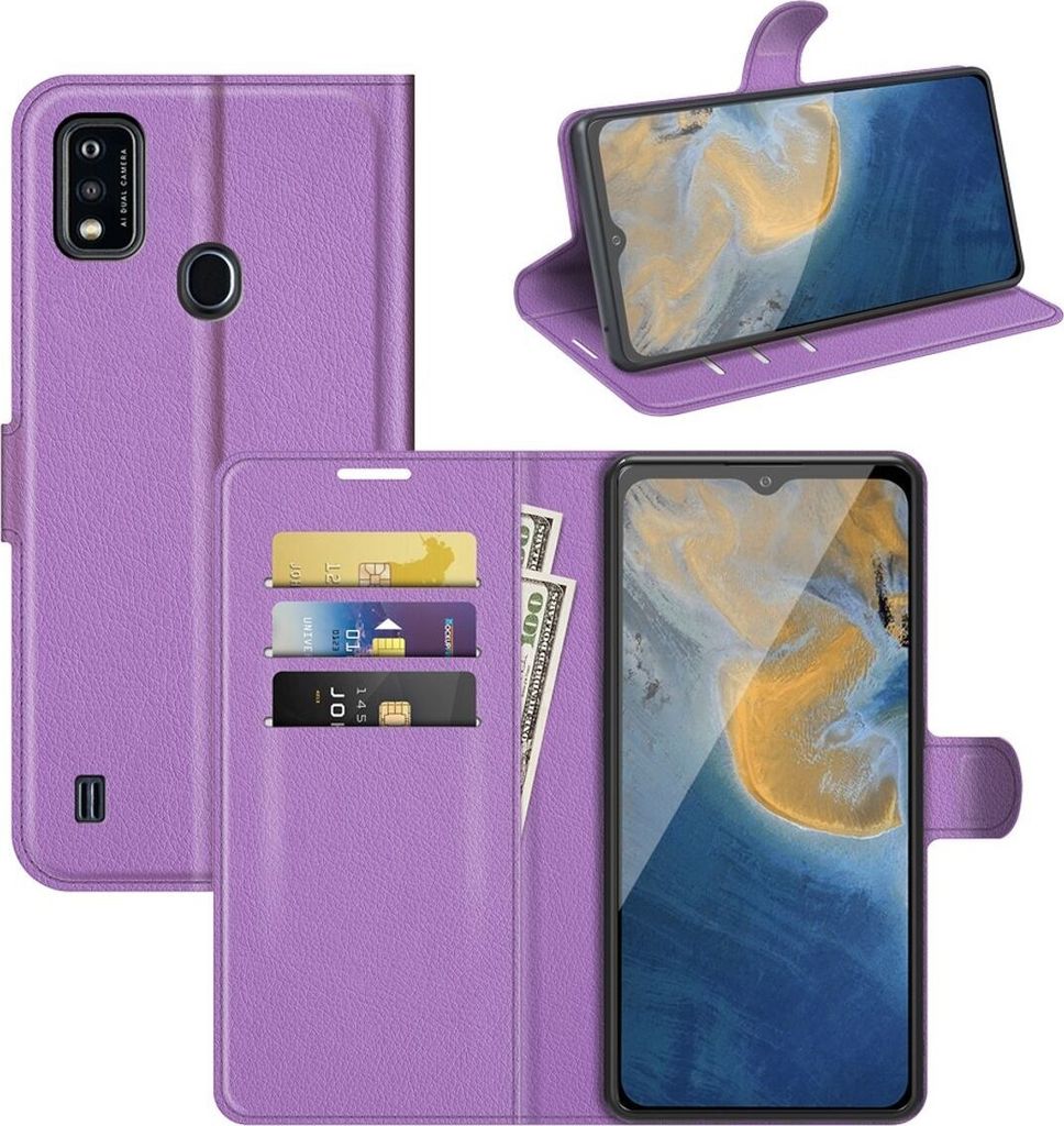 König Design Hülle kompatibel mit ZTE Blade A51 Kunstleder Handyhülle - Handy Case Violett