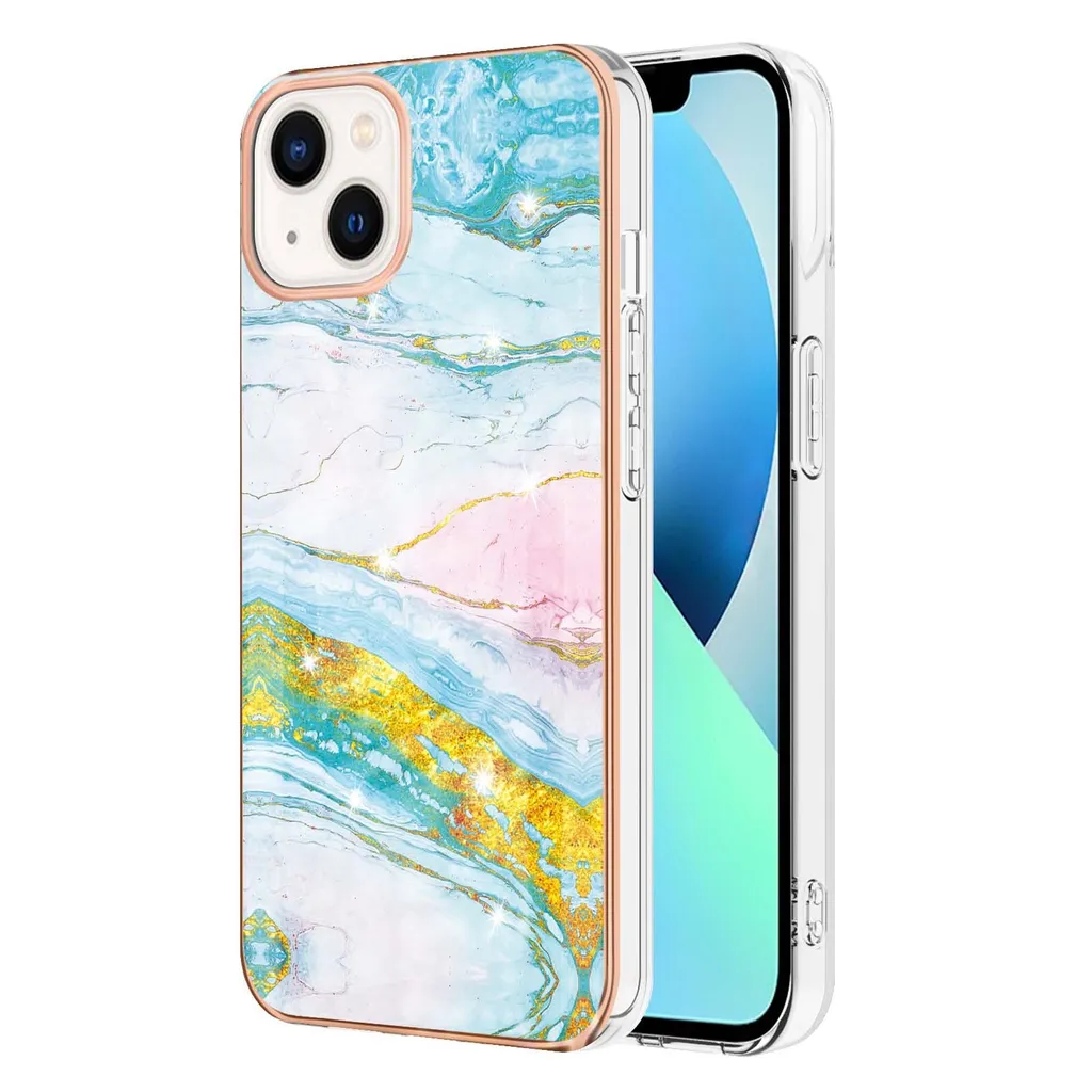 Cover Marmo Oro iPhone 14 Plus Antiurto TPU Morbida Sottile