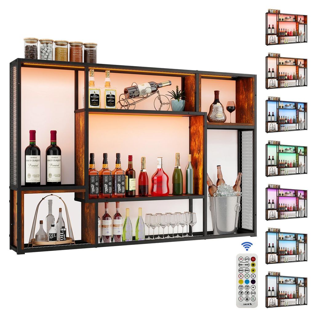 Puluomis Wandregal mit RGB Beleuchtung 120cm MDF Holzplatte Produktbild 