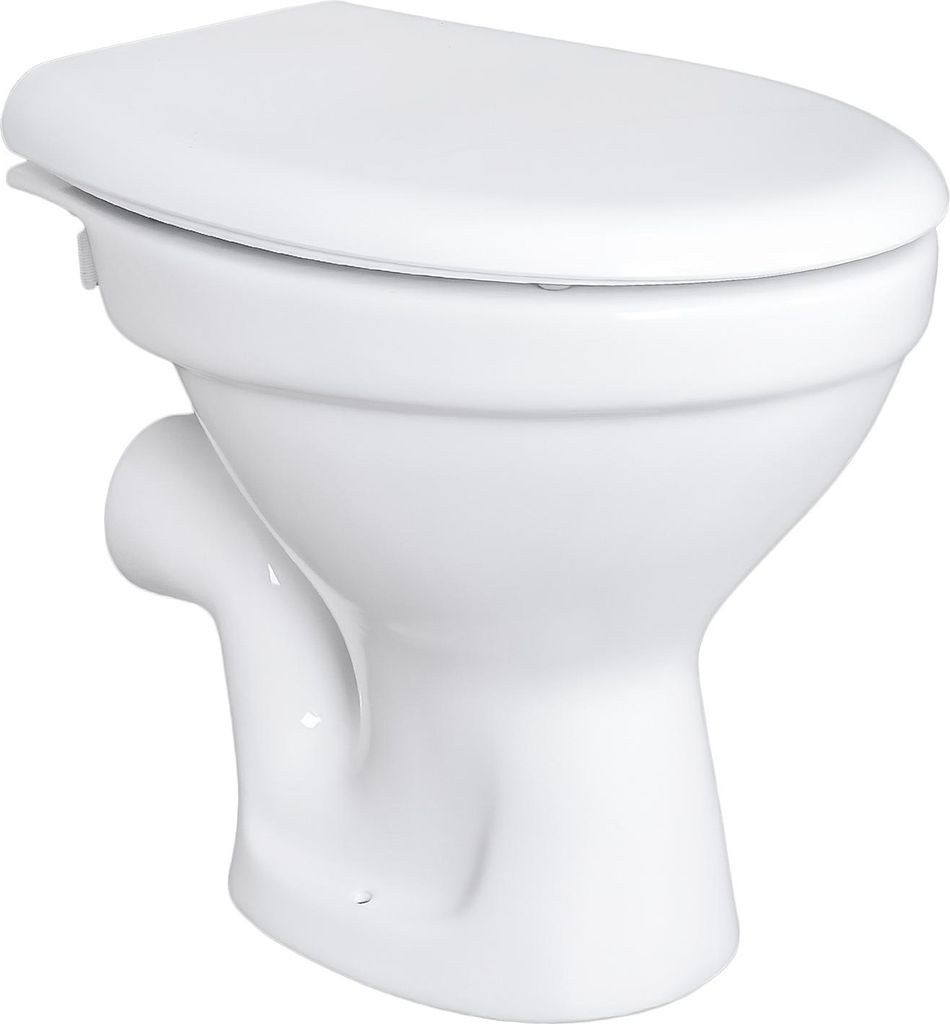 Stand WC Toilette Abgang Waagerecht Wand Tiefspüler Stehend + Softclose-Deckel