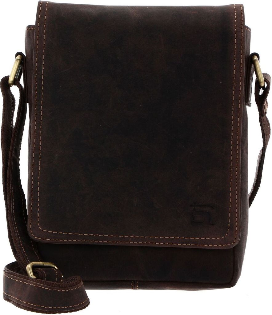 H.I.S Leder Umhängetasche Crossover Bag Brown braun