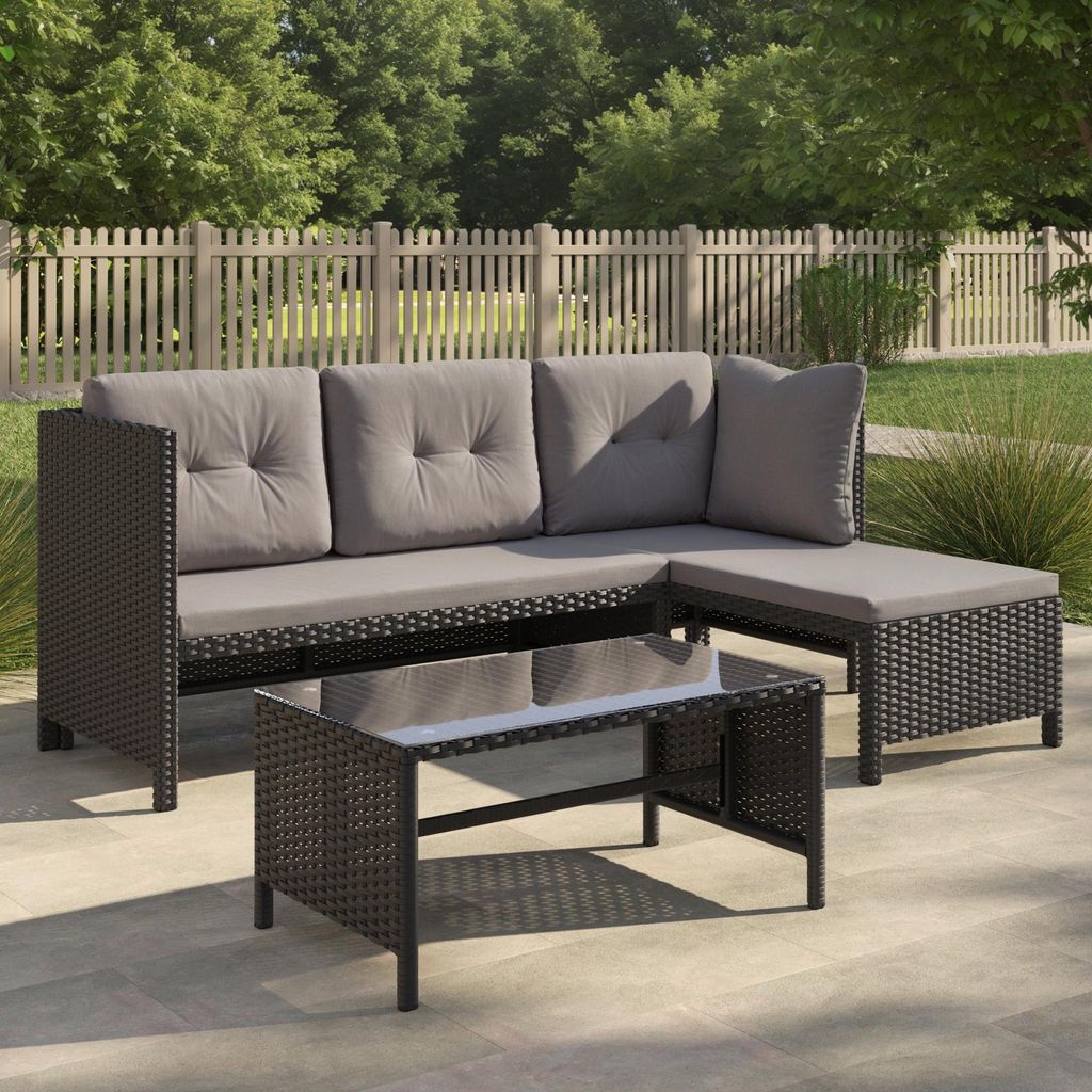 Gartenmöbel Set Lounge Möbel Outdoor Gartenlounge Sofa Polyrattan | Mit Couchtisch & Polstern | Für Terrasse, Balkon oder Garten | 180x120x72 cm...