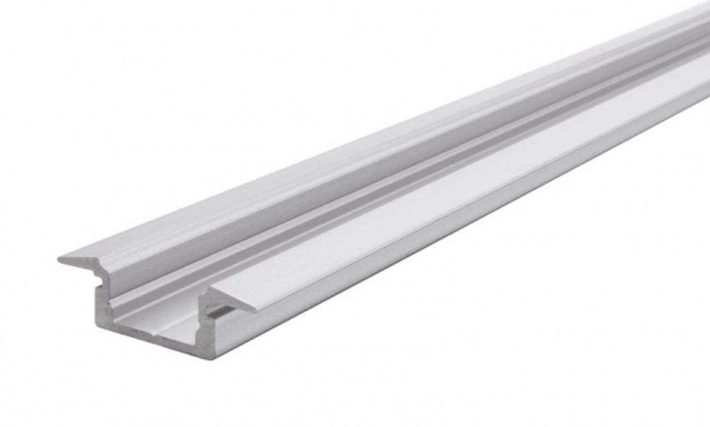 Reprofil ET-01-08 flaches T-Reprofil für 8 - 9,3 mm LED Stripes, Silber-matt, eloxiert, 2000 mm