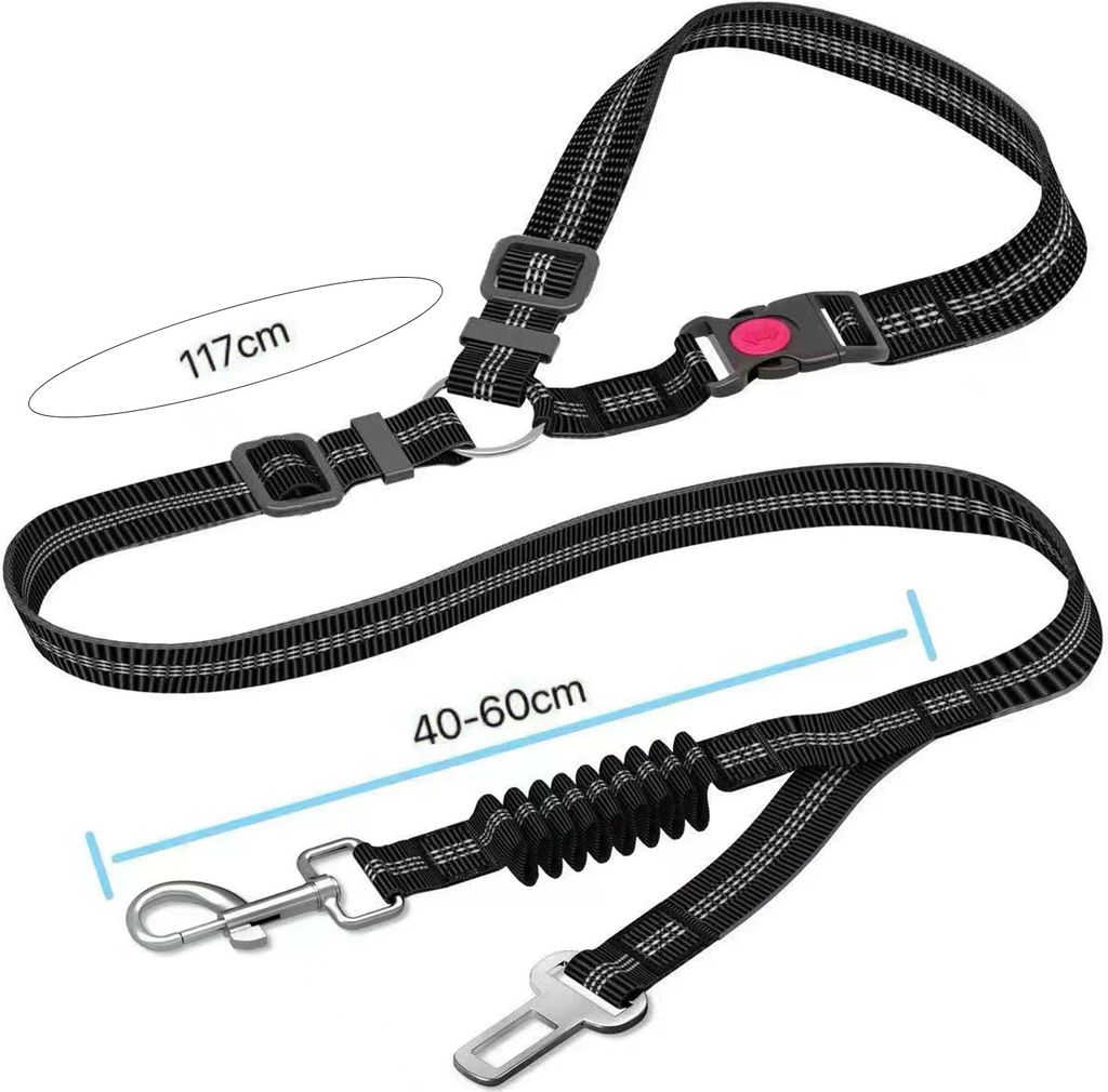 Sicherheitsgurt für Hunde, verstellbar, für Hunde im Auto, Sicherheitsgurt, Nylon-Leine, Sicherheitsgurt mit elastischem Bungee-Puffer, Sicherhei...