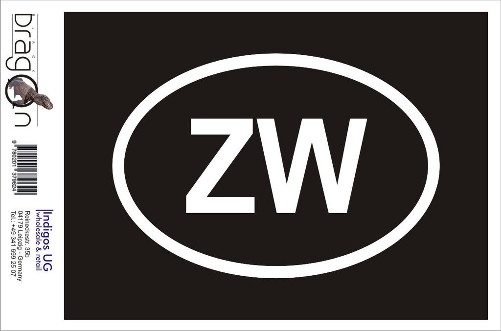Aufkleber / Autoaufkleber - JDM / Die cut / Auto / OEM - Simbabwe ZW - 160x110mm gelb - Heckscheibe / Heckscheibenaufkleber