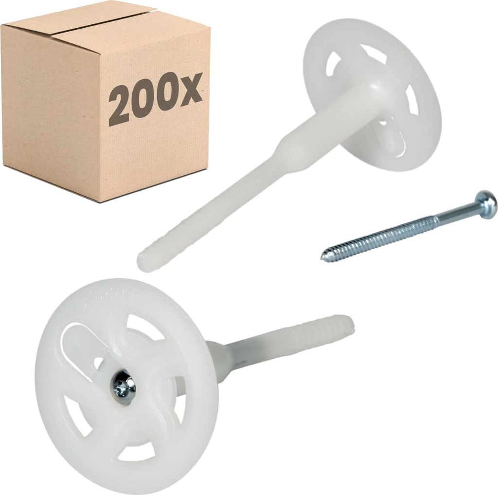 PROTEKTOR 200x Dämmstoff-Schraubdübel Ø8x160mm WDVS Dübel für Fassadendämmung