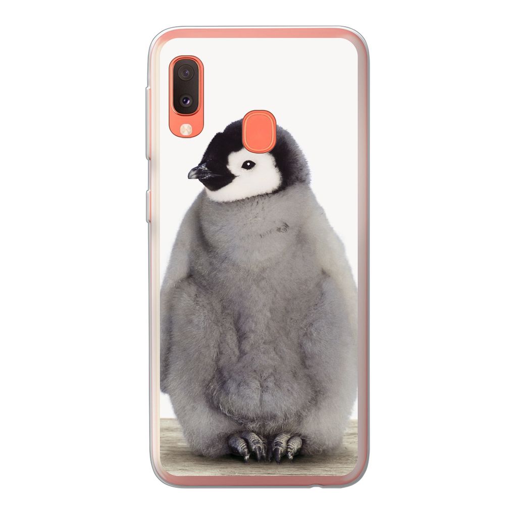 MuchoWow Handyhülle Schutzhülle Hülle für Samsung Galaxy A20e Kinder - Pinguin - Grau - Tiere - Mädchen - Jungen Silikon Softcase Handy Hül...