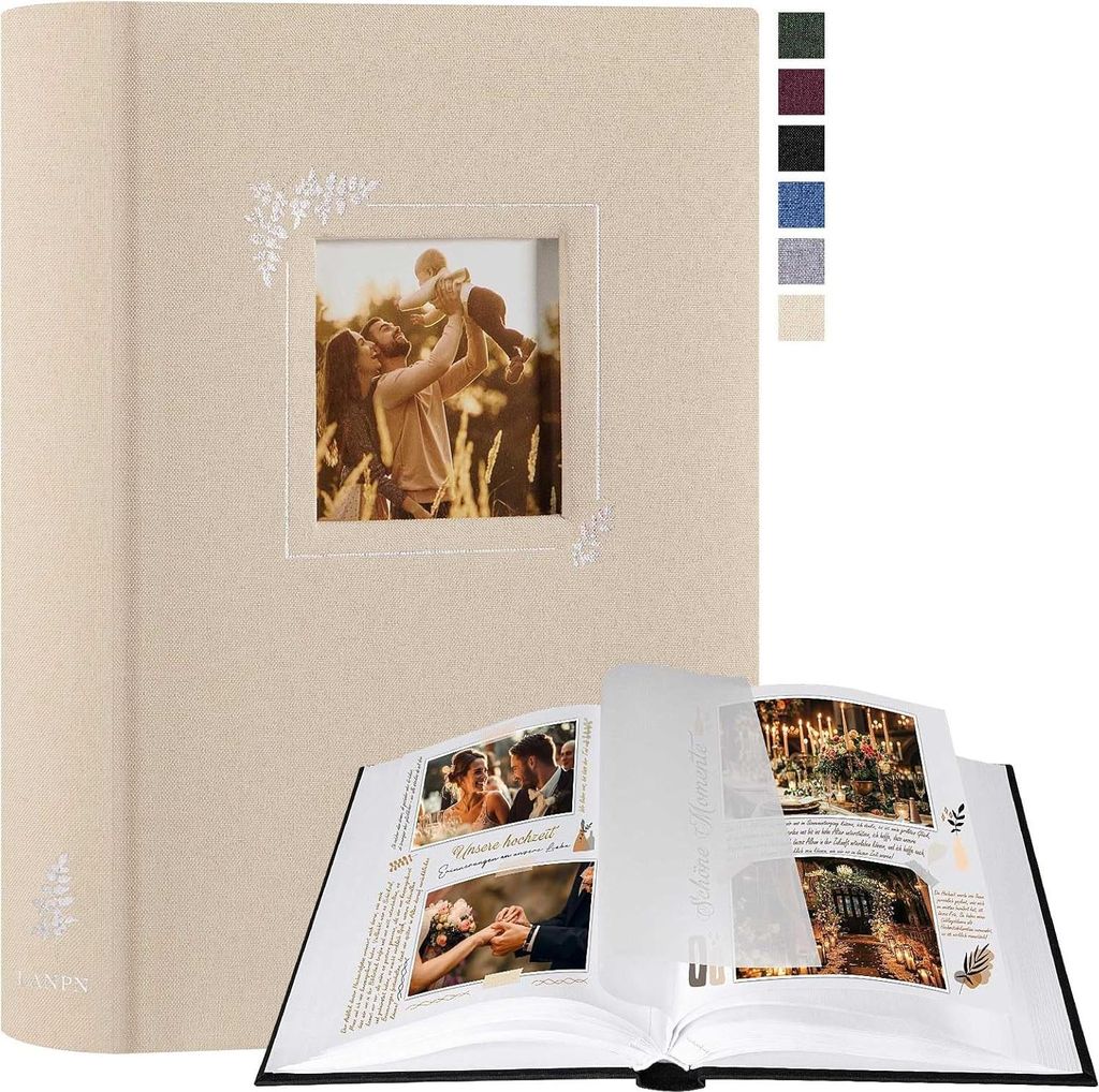 Leinen Fotoalbum - Selbst zu Gestalten - 60 Seiten - Beige - 19x27 cm