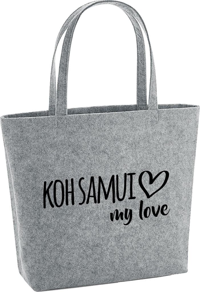 Huuraa Filzshopper Koh Samui my love 22 Liter Grey Melange Filztasche Geschenkidee