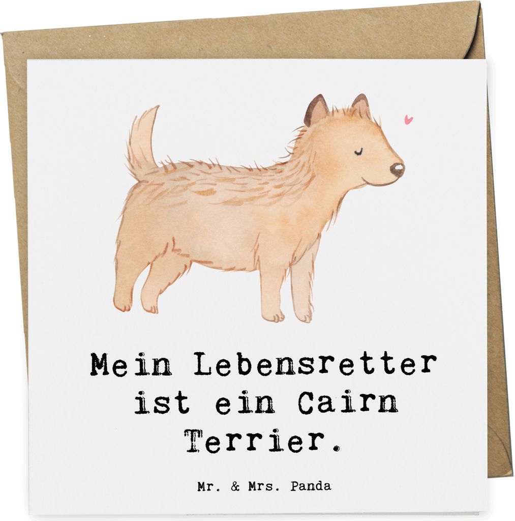 Mr. & Mrs. Panda Grußkarte Cairn Terrier Lebensretter - Weiß - Geschenk, anlasskarte, faltkarte, Klappkarte, Glückwunschkarte, doppelkarte