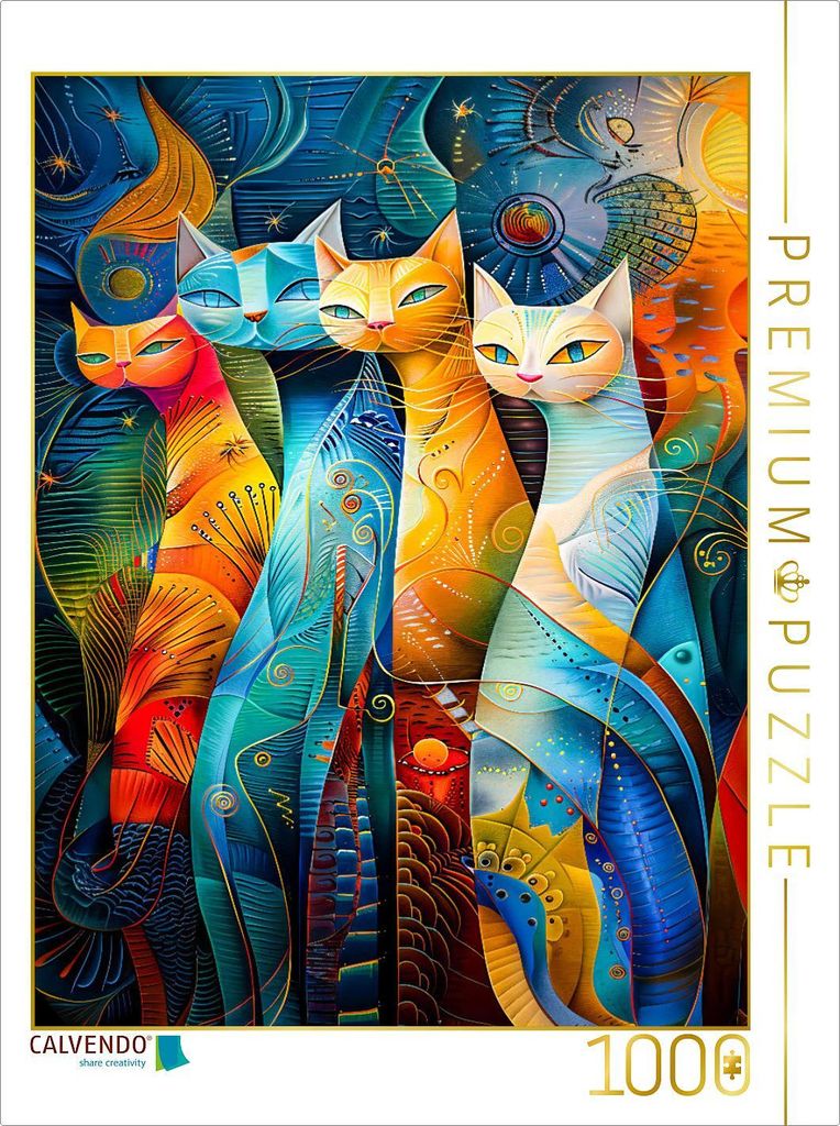 CALVENDO Puzzle Planetenkatzen in leuchtenden Farben | 1000 Teile Lege-Größe 64x48cm Foto-Puzzle für glückliche Stunden