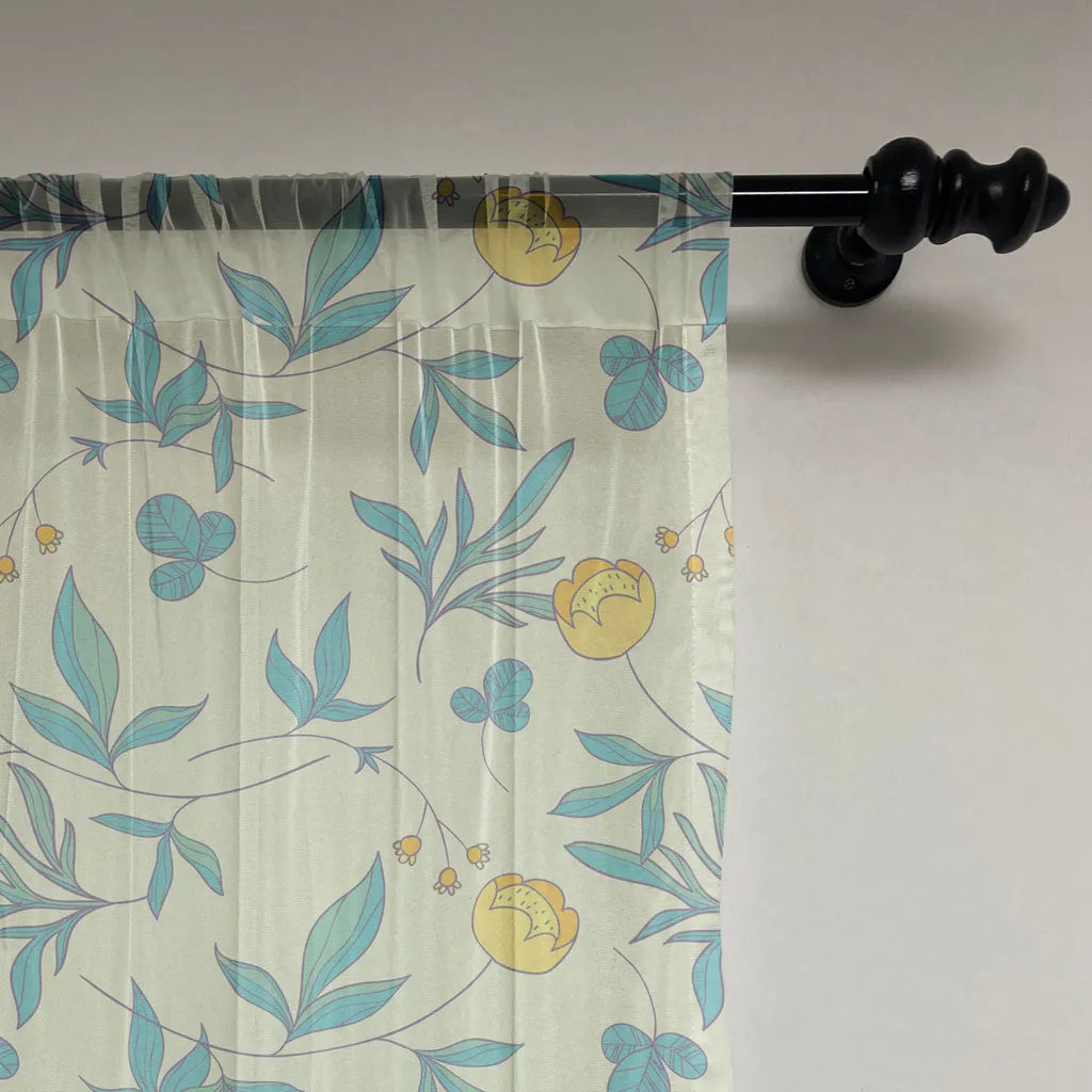 Grande Décoration Murale en Satin Imprimé Fleurs de Forêt 160x274 cm - 2
