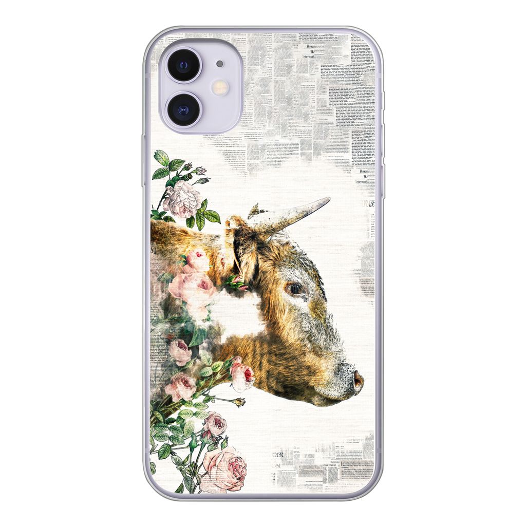 MuchoWow Handyhülle Schutzhülle Hülle für iPhone 11 Schottischer Highlander - Farbe - Blumen Silikon Softcase Handy Hülle - Handytasche