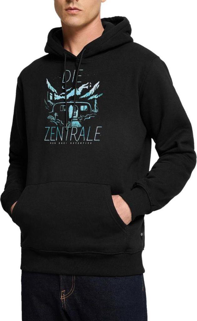Spreadshirt Die Drei Fragezeichen Die Zentrale Wohnwagen Herren Premium Hoodie, S, Schwarz