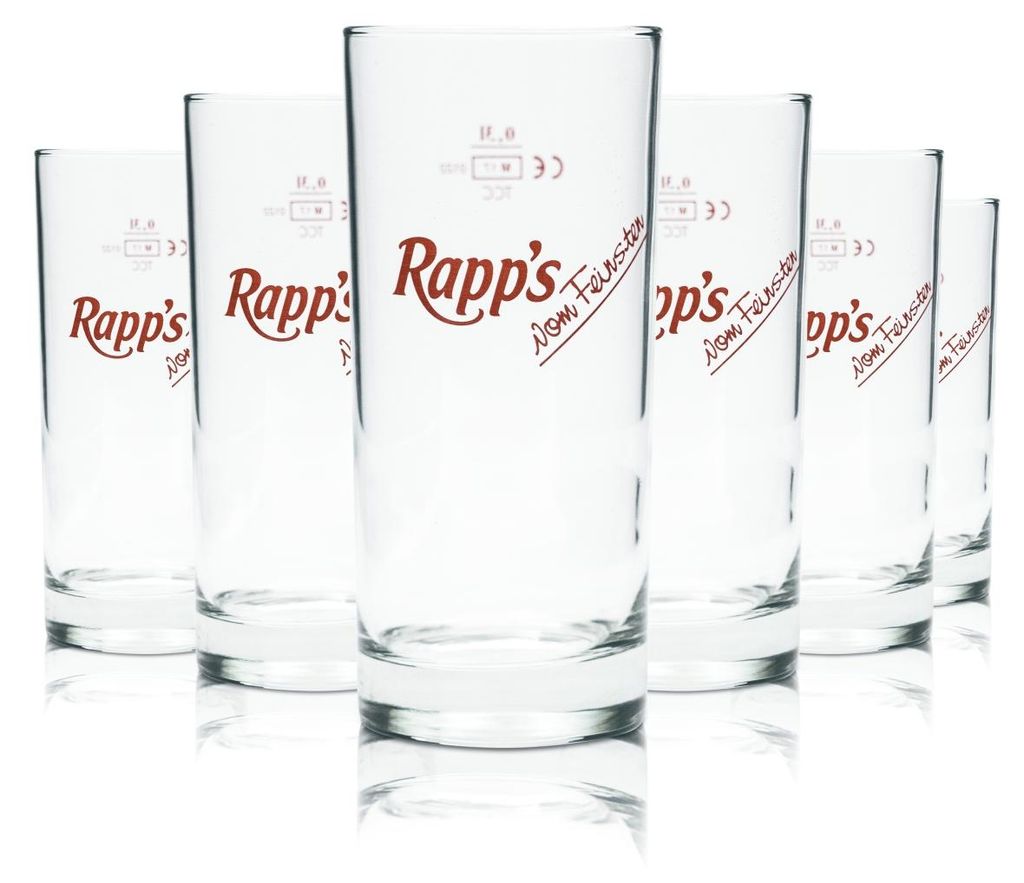 6x Rapps Glas 0,3l Becher Saft Mineral Wasser Softdrink Produktbild 