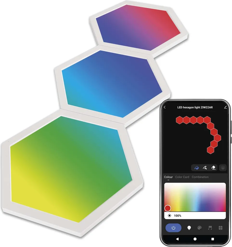 Set 3 Esagoni Espansione EMOS GoSmart RGBIC ZIW223R WiFi Tuya Alexa