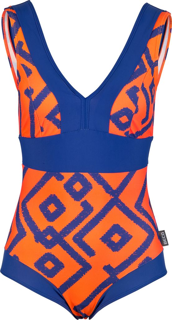 BECO the world of aquasports Badeanzug Inka Graphic mit traditionelllem Inka-Design blau-orange 38