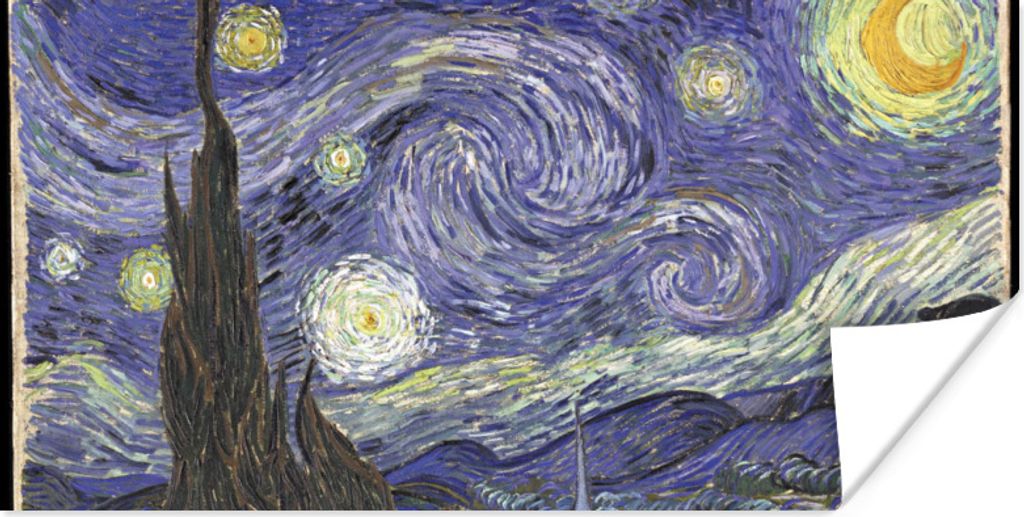 MuchoWow Poster Sternennacht - Vincent van Gogh 40x20 cm - Poster für die Wand - Poster Schlafzimmer