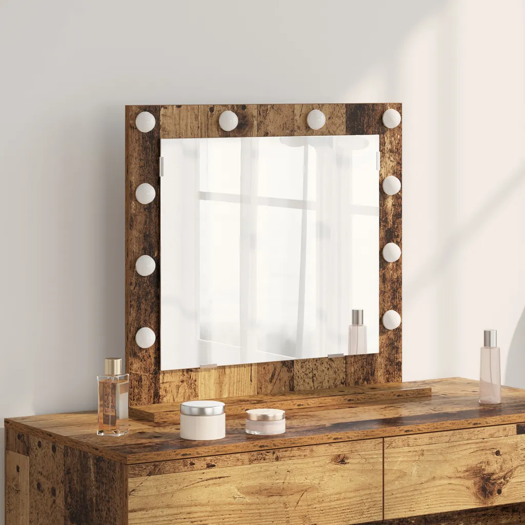 Specchio per vanità in stile elegante in legno antico 60 x 55 x 18 cm materiale a base di legno e vetro - Specchio da parete Hommie3027401 1pacco