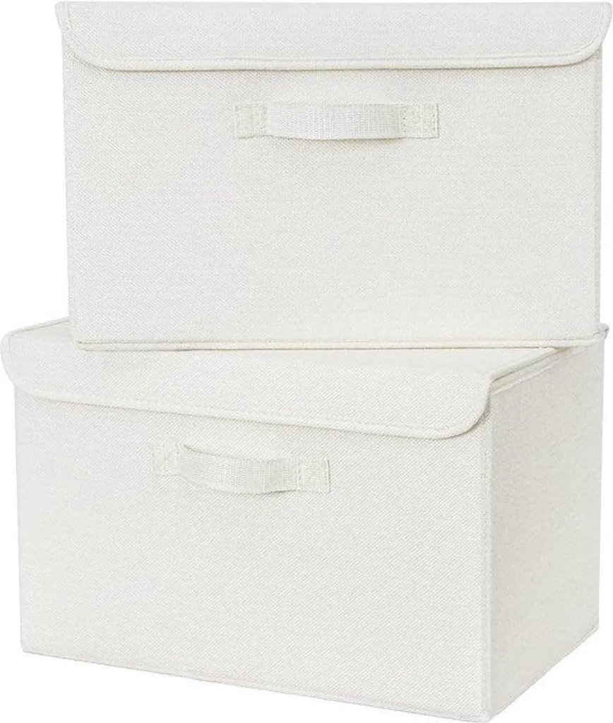 Organisateur de dressing en tissu lot de 2 boîtes pliables jaune et blanc